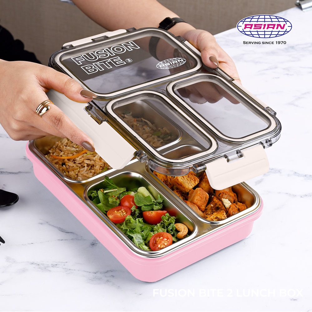 Buy Asian Fusion Bite 3 Compartment Insulated Lunch Box Light Pink