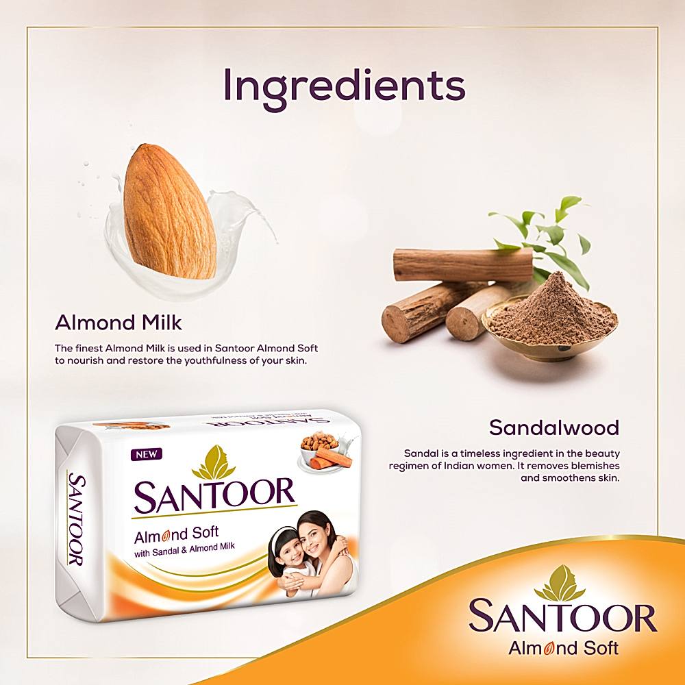 Santoor Sandal & Turmeric Soap, 500 gm (4 x 125 gm) Price, Uses, Side  Effects, Composition - Apollo Pharmacy