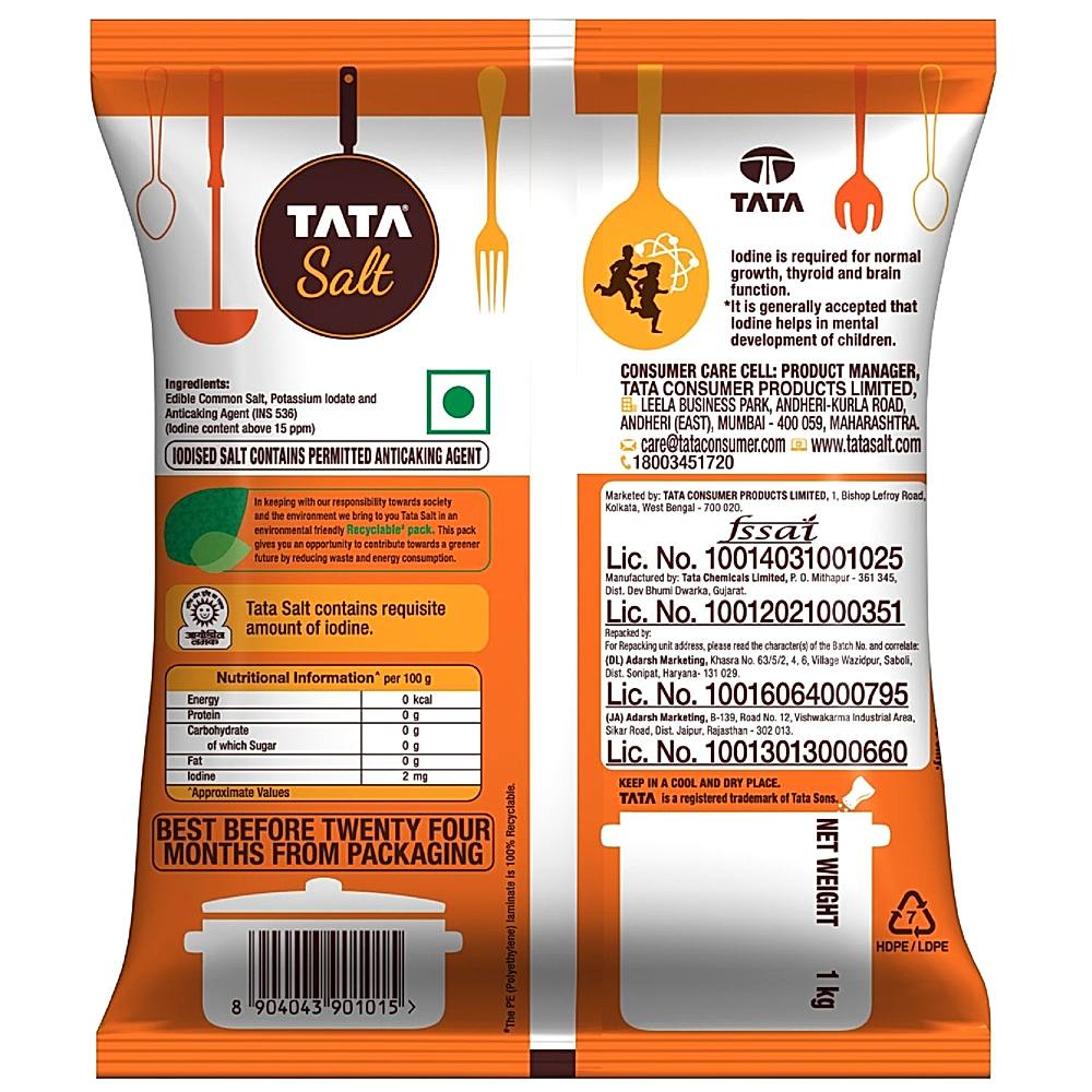 White Crystalline 1kg TATA Salt, Packaging Type: Packet at Rs 21.2/pack in  Pune