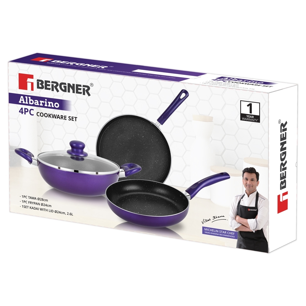 Buy Bergner Non-Stick Cookware Set - Tawa, Kadhai, Fry Pan with