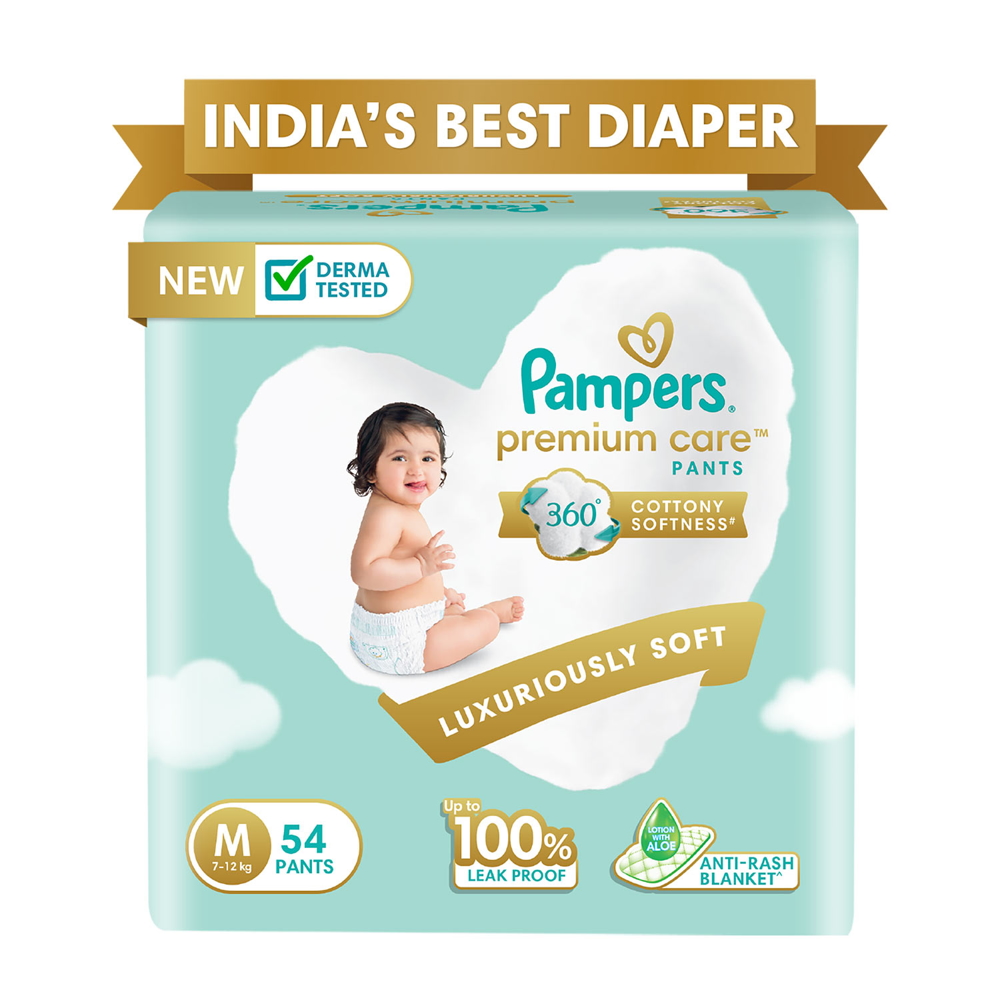 Pampers Premium Care Pants, Medium size baby Diapers, (M) 54 Count - M -  Buy 108 Pampers Pant Diapers | Flipkart.com