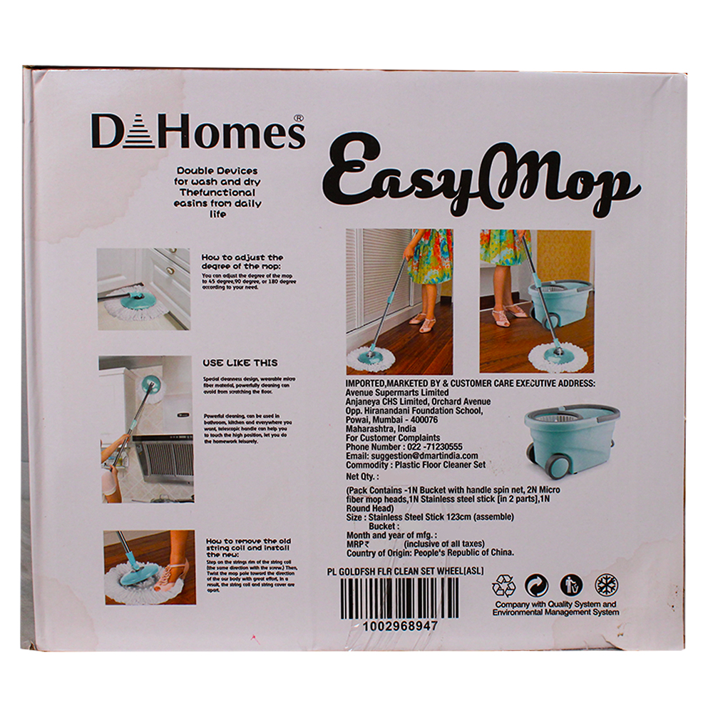 Buy Dhomes Floor Cleaning Easy Spin Mop Bucket Set Assorted Online On Dmart  Ready