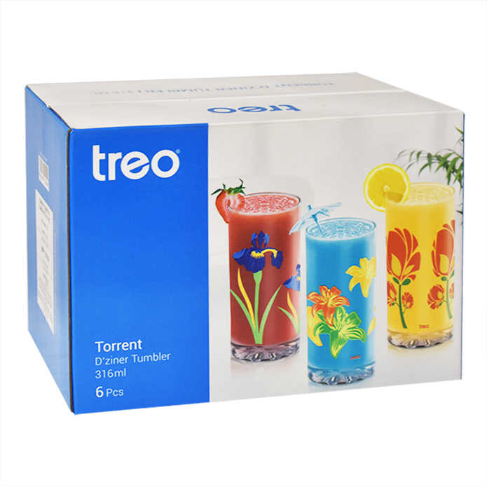 Buy Treo Torrent Glass Tumbler Assorted - 316 ml Online On DMart Ready