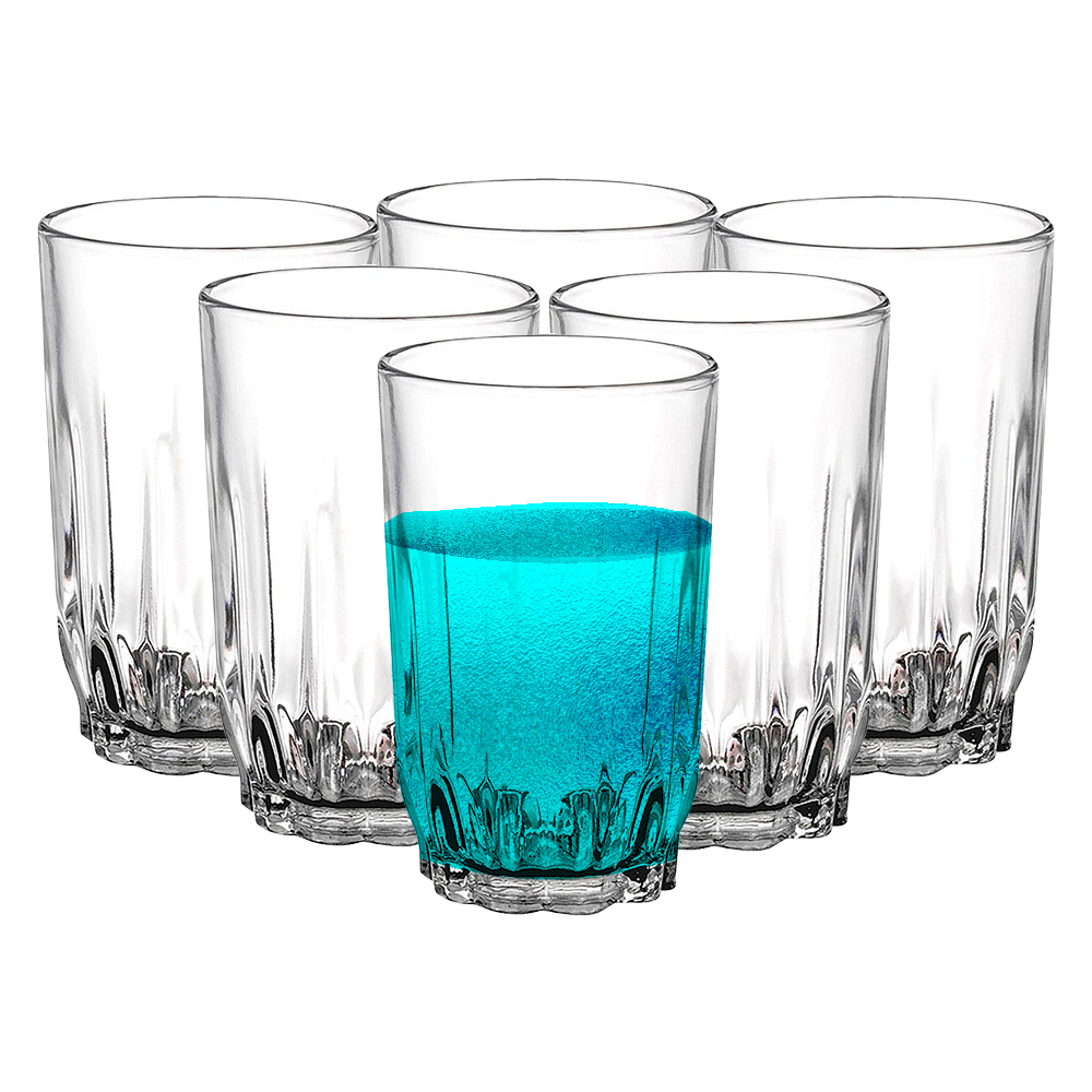 Yera (Pack of 6) Glass Tumbler - 6 Pieces, Clear, 250ml Glass Set