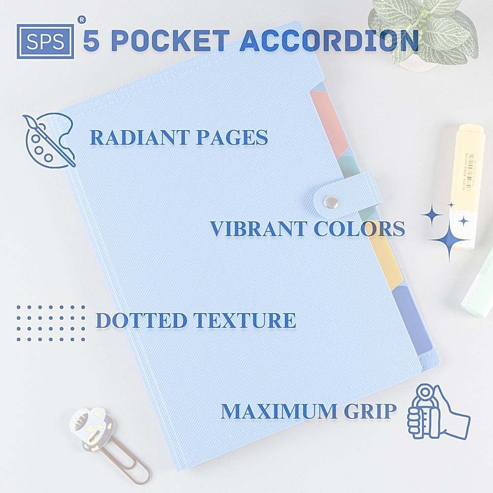 Buy Sps File Folder A4 Size Blue 5 Pocket Online On Dmart Ready