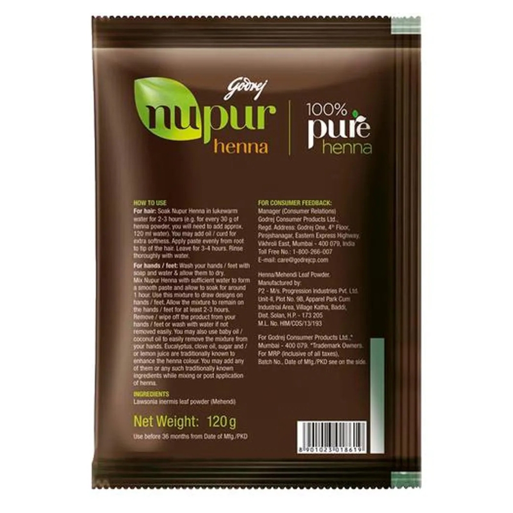 Godrej Nupur 100% Pure Henna Powder Hairdye (12 gm ) : BAG (Set of 600) -  BAG of 50 SHEET of 12 EACH of 1 (50x12x1, 600 units) | Udaan - B2B Buying  for Retailers