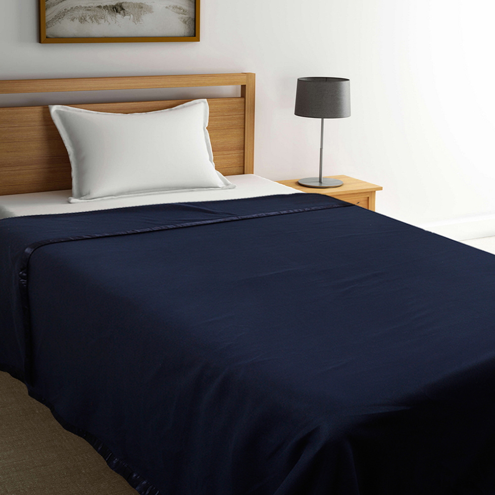 Buy Raymond Home Siyona Solid Single Blanket 270 Gsm Navy Blue Online