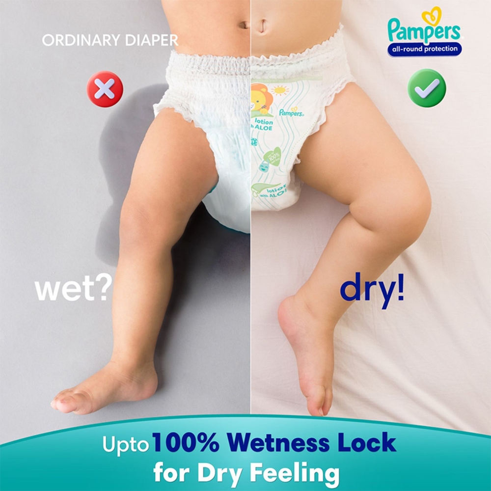 Pampers All round Protection Pants, Lotion With Aloe Vera Large Size Baby  Diapers 21 Pieces Online in India, Buy at Best Price from Firstcry.com -  13060056