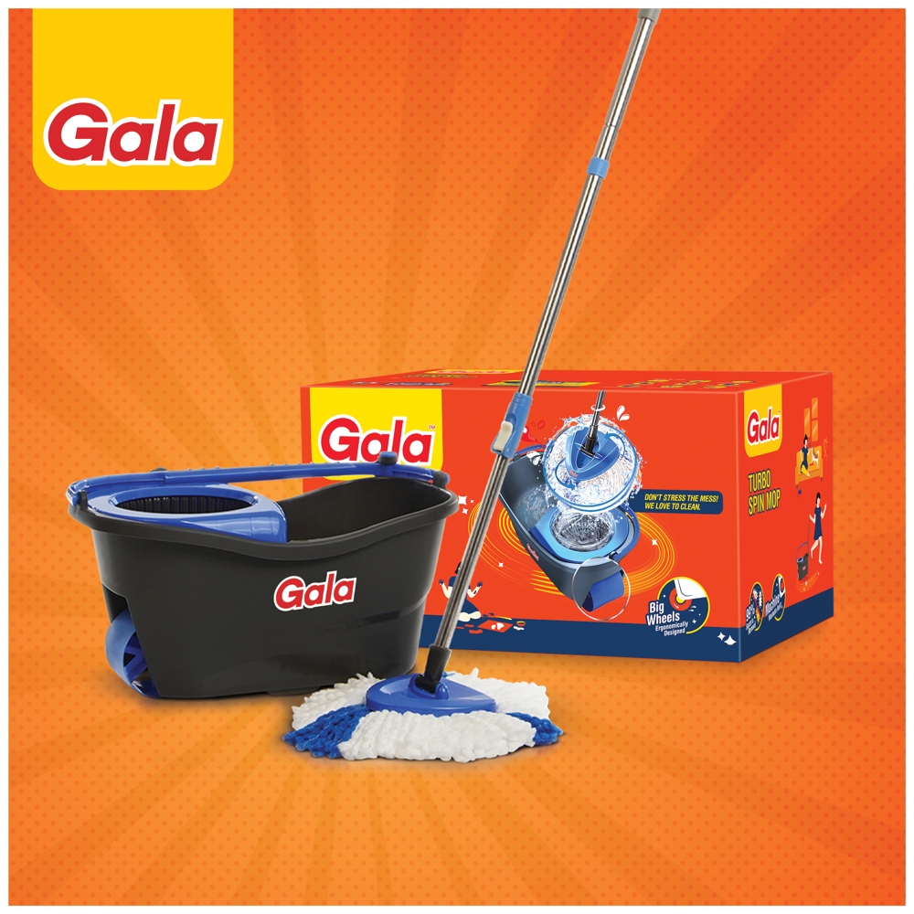 Gala e-Quick Spin Mop Stainless Steel, Easy Wheels & Big Bucket
