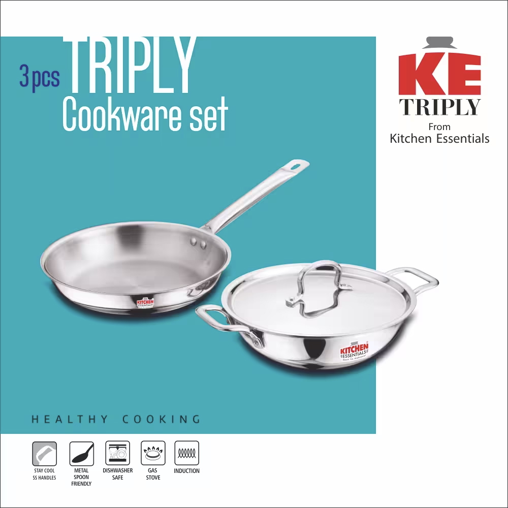 Buy Home Zone By Kitchen Essentials Stainless Steel Triply Cookware Set