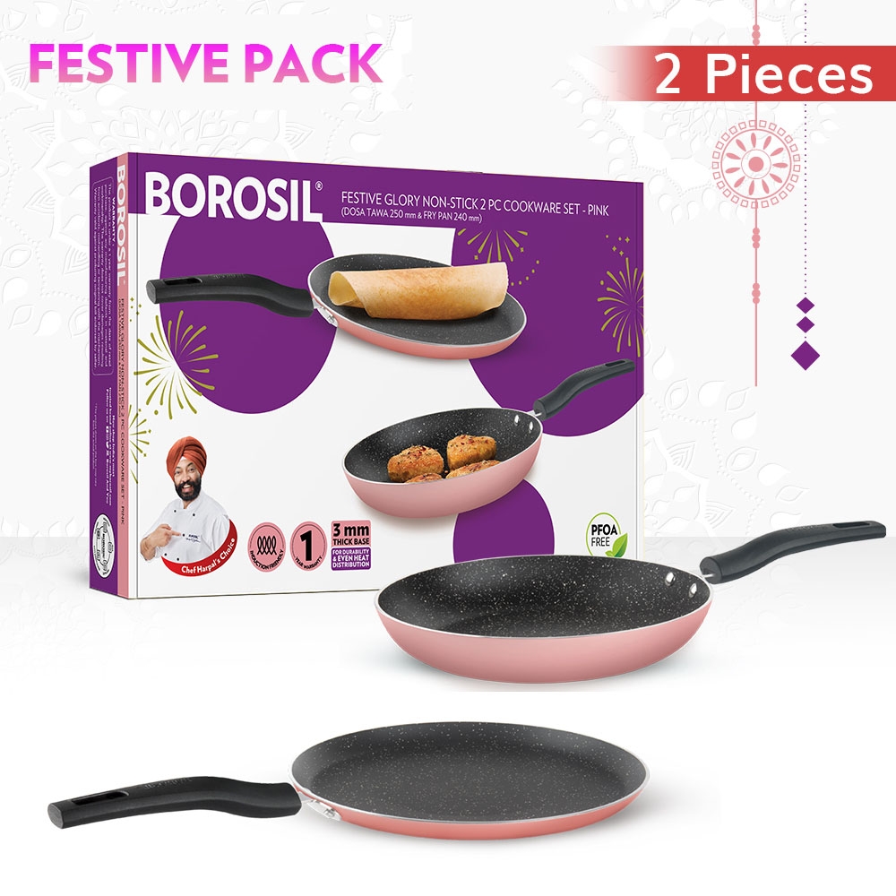 2 PC Non-Stick Fry Pan & Dosa Tawa Set (Fry Pan + Dosa Tawa)