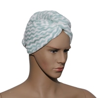 EW Hair Wrap Absorbent Towel for Hair-Drying - Green - 25x65 cm