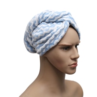 EW Hair Wrap Absorbent Towel for Hair-Drying - Blue - 25x65 cm