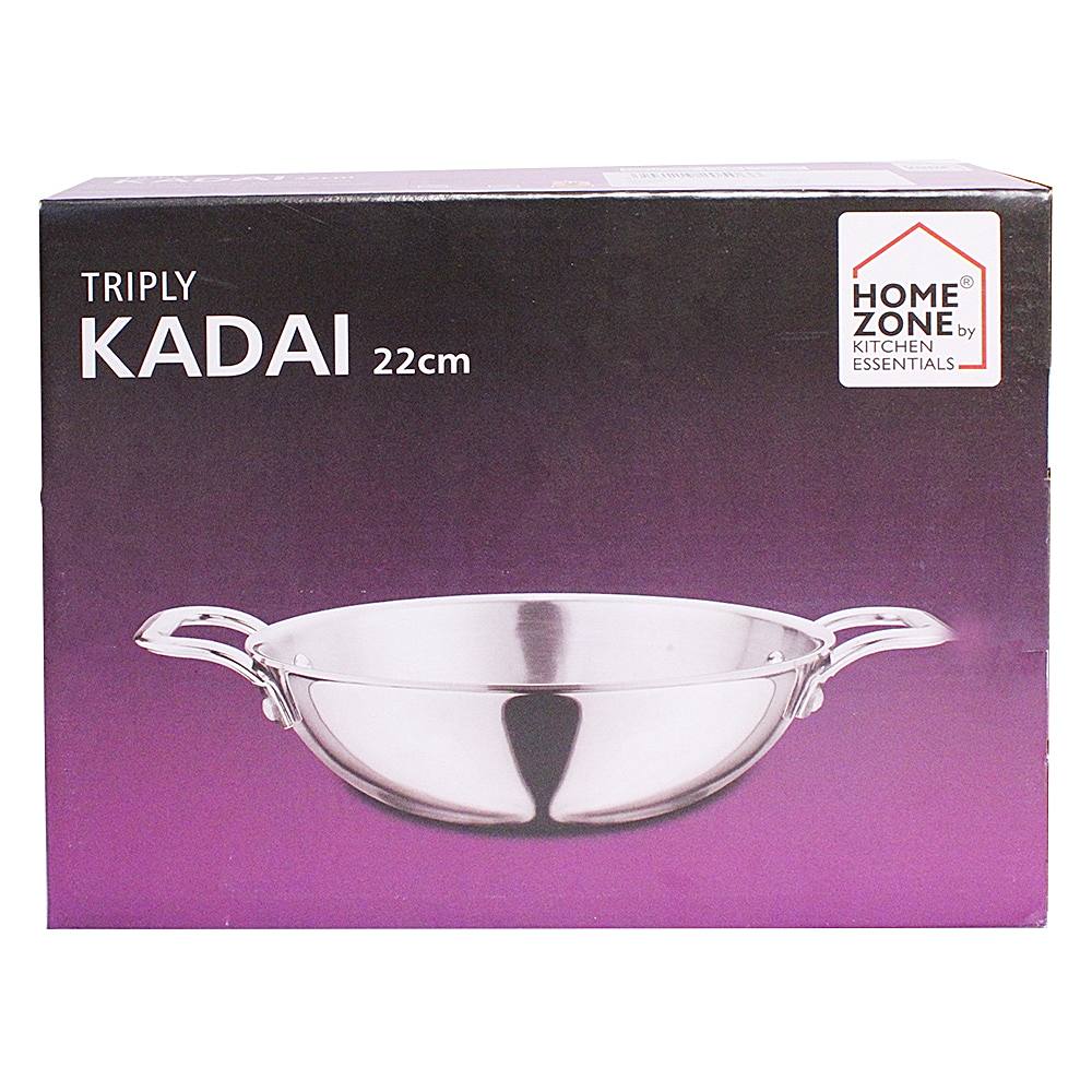 Trifri Stainless Steel Kadai With Handle Authentic Indian Hammered