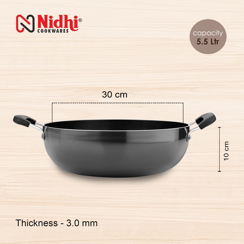 Buy Nidhi Hard Anodised Kadhai Black 5 5 L Online On Dmart Ready